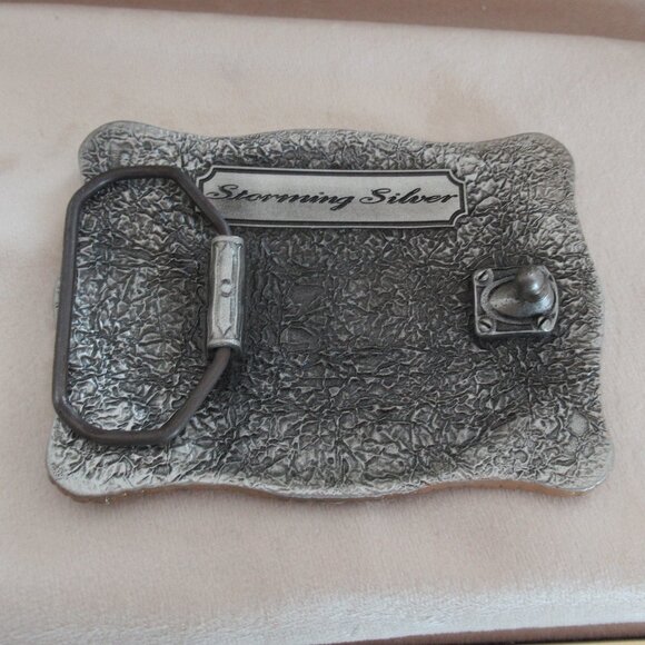 New, STORMING SILVER Silver & Gold Tone Western Style Belt Buckle - Picture 3 of 7